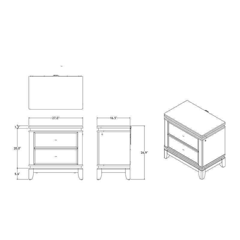Adalid - 5 Pieces Bedroom Set With LED Lights And Glittered Detailing