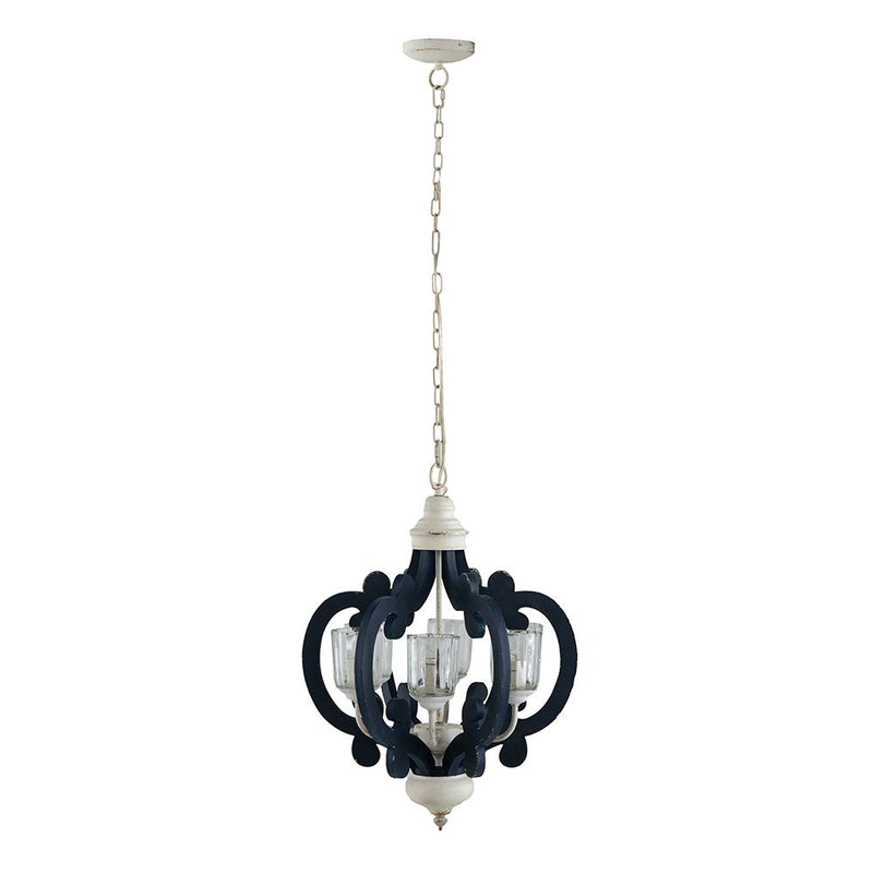 Wood Chandelier 6 Light Farmhouse Pendant Lighting Wood Hanging Light Fixture For Kitchen Living Dining Room, Bulb Not Included - Cream