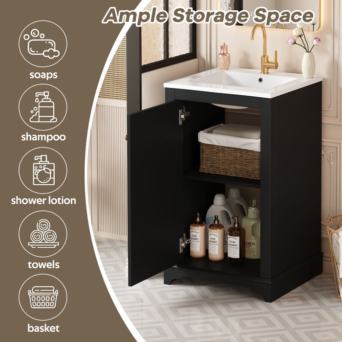 Bathroom Vanity With Sink, Freestanding Single Cabinet Set, Soft Close Door, Adjustable Shelf