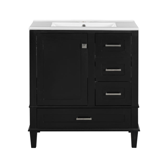 Bathroom Vanity & Tall Storage Cabinet Set With Doors, Adjustable Shelves, Soft Close Hinges, Sink