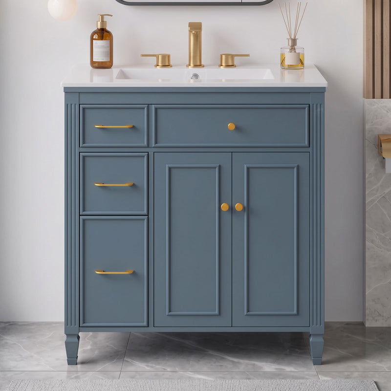 Freestanding Bathroom Vanity With Sink, Soft Close Door, Tip Out Drawer