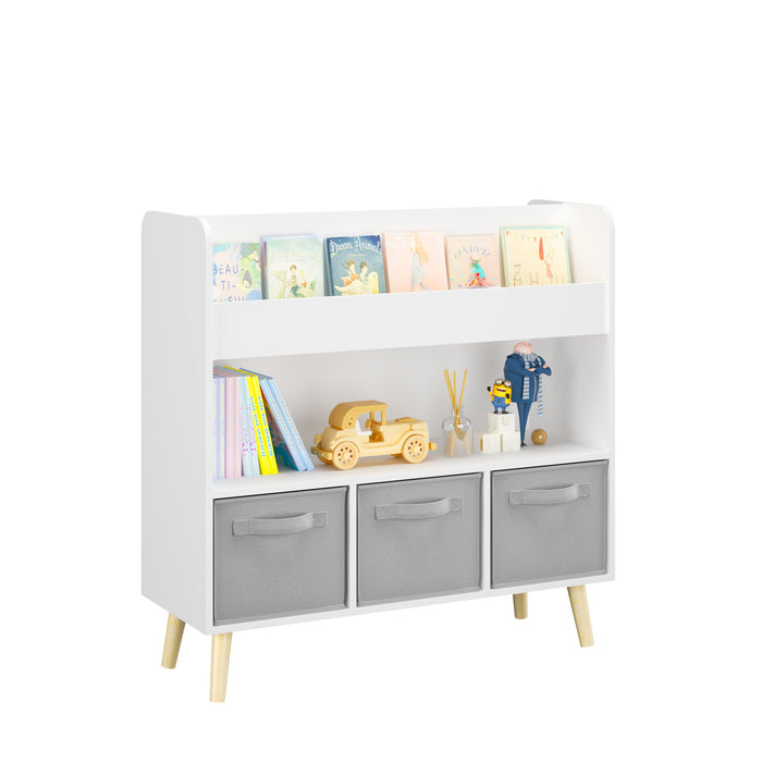 Bookshelf With 3 Bins, Storage Shelf For Toys And Books