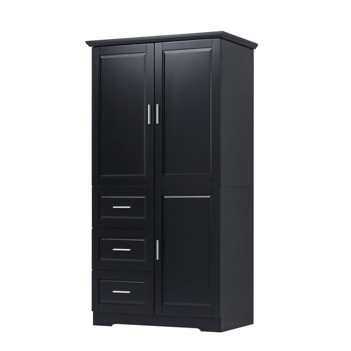 Tall And Wide Storage Cabinet With Doors, 3 Drawers