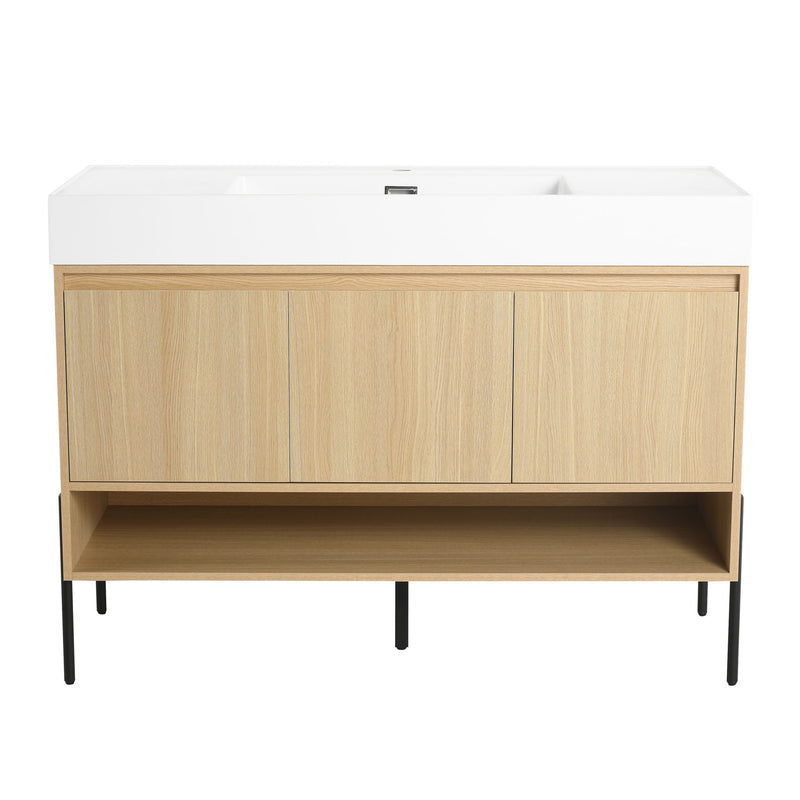 Modern Bathroom Vanity Combo With Single Resin Sink And Storage Cabinet