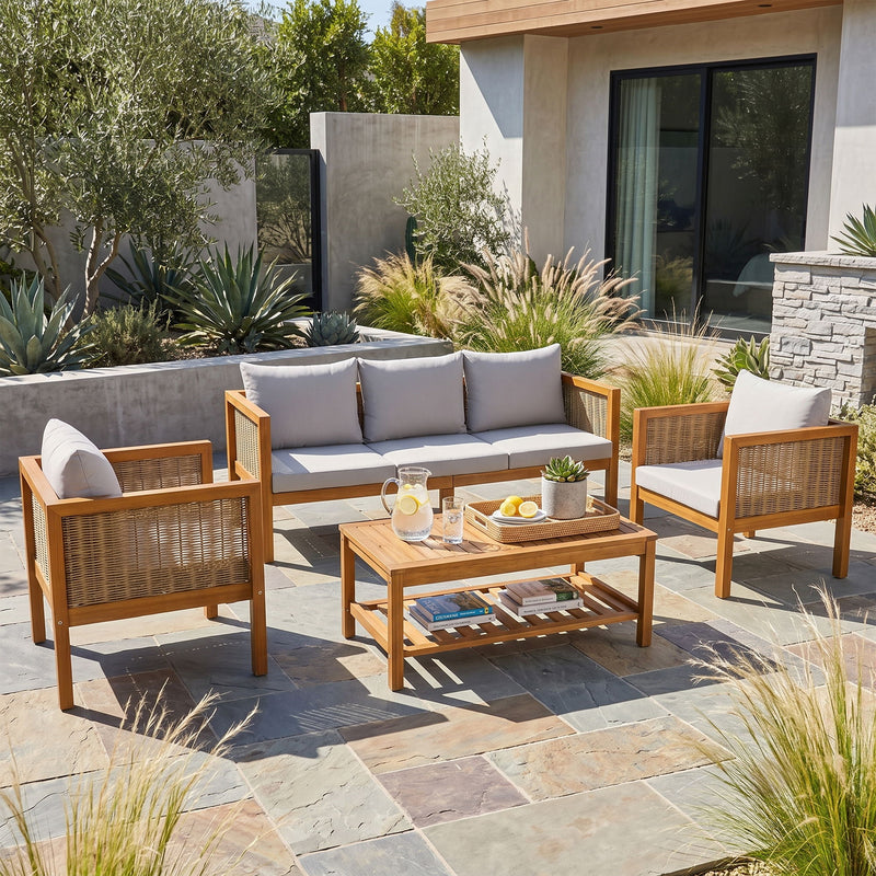 Patio Set Outdoor With Coffee Table And Cushions