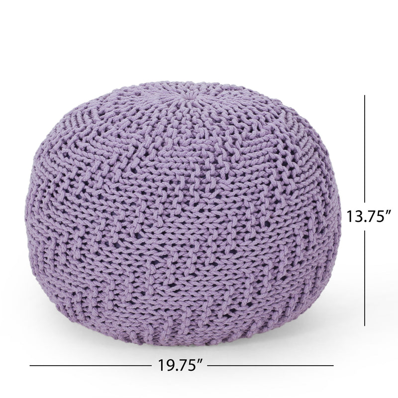 Bordeaux - Knitted Round Pouf Ottoman