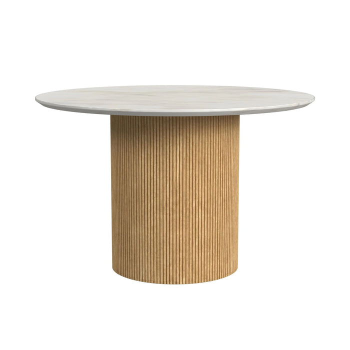Sylvie Round Dining Table with White Faux Marble Top