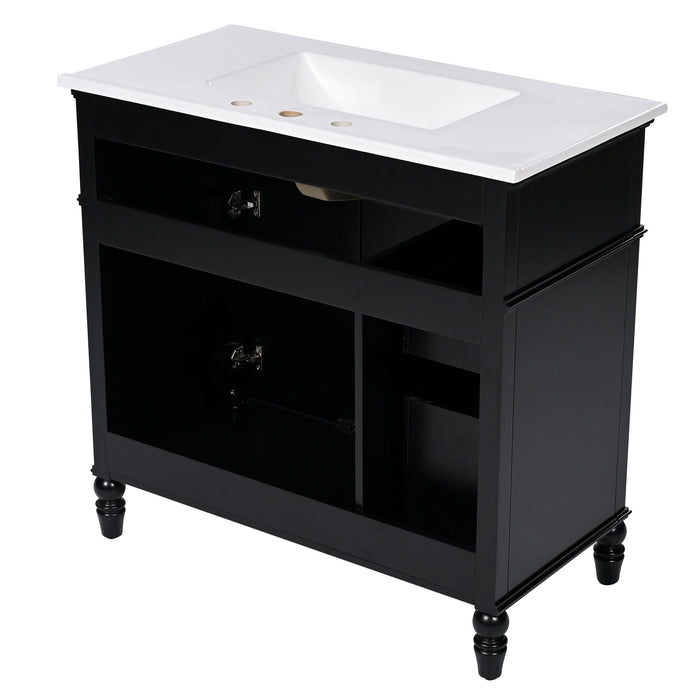 Bathroom Vanity With Sink, 2 Doors 2 Drawers, Freestanding Design