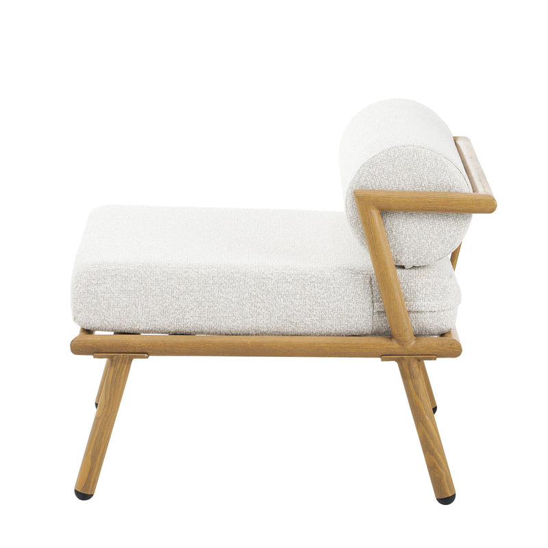 La Fiora - Outdoor Patio Iron Club Chair (Set of 2) - Off White / Teak
