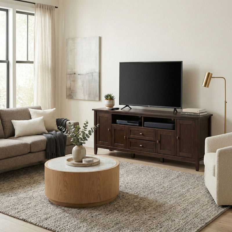 Warm Shaker - TV Media Stand Handcrafted - Tobacco Brown