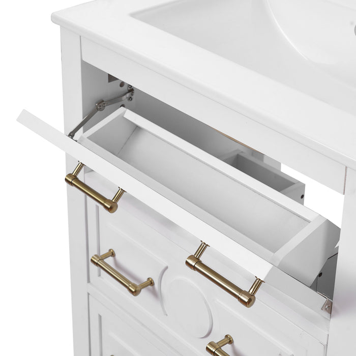 Bathroom Vanity With Sink, Free Standing Single Set, 3 Drawer Storage Cabinet