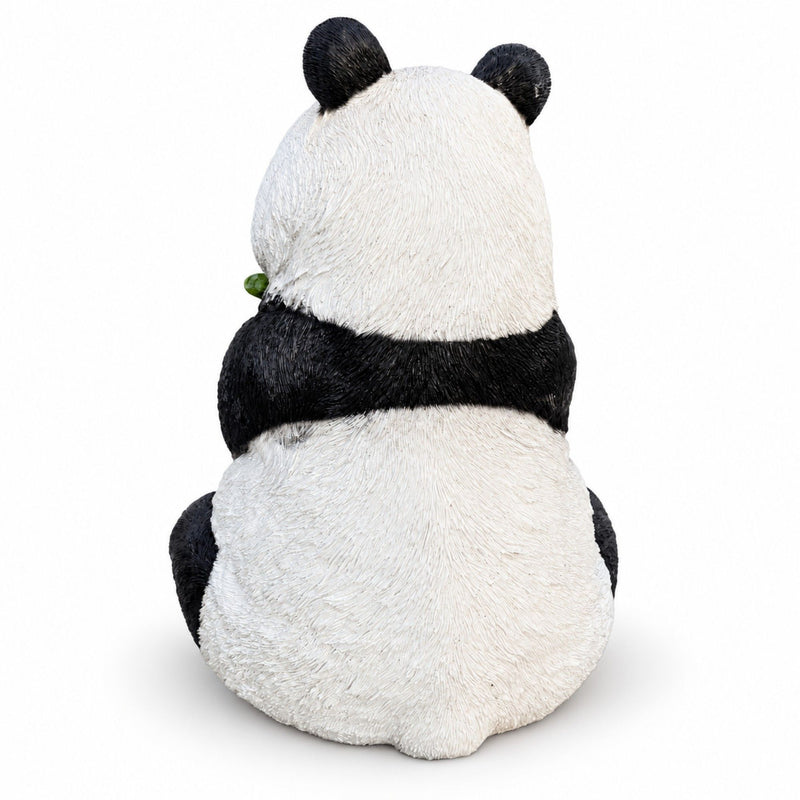 Panda Garden Statue, Sitting Animal Sculpture With Bamboo For Patio - Black White