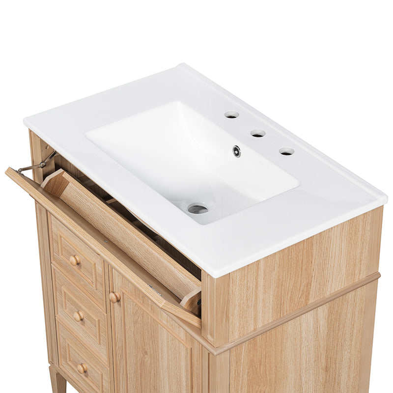 Bathroom Vanity With Sink, Flip Out Drawer, 2 Soft Close Drawers, 1 Soft Close Door - Wood