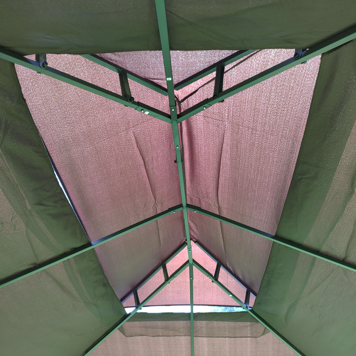 13 0 Outdoor Patio Gazebo Canopy Tent With Ventilated Double Roof And Mosquito Net (Detachable Mesh Screen On All Sides) Suitable For Lawn Garden Backyard And Deck Top - Brown