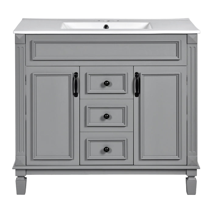 Bathroom Vanity With Top Sink, Basin On Cabinet With 2 Soft Closing Doors And 2 Drawers