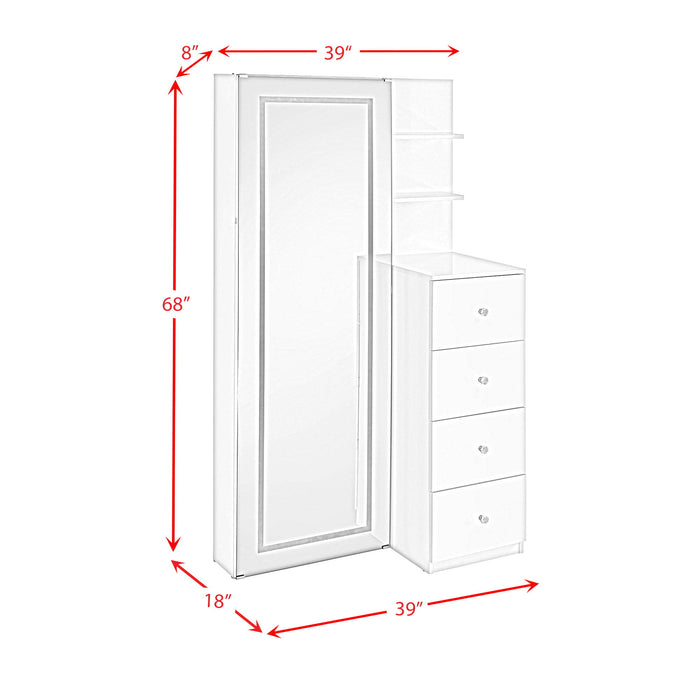 Vancouver - Floor Mirror With Storage - White