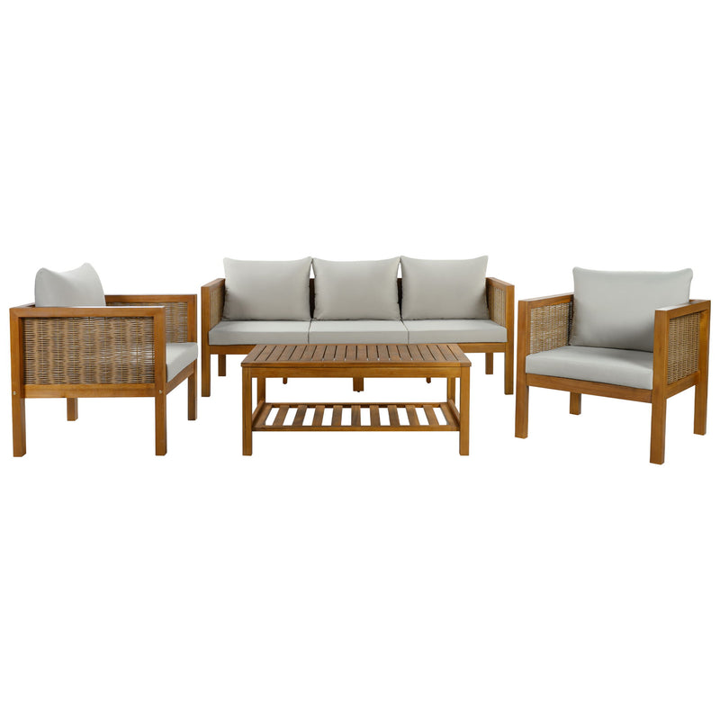 Patio Set Outdoor With Coffee Table And Cushions