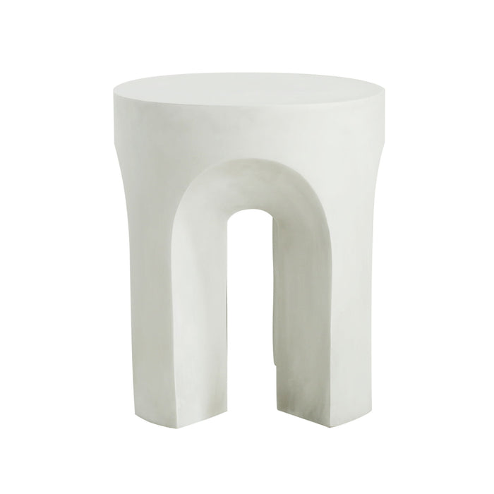 Outdoor Round Top Side Table / End Table, Living Room Accent Table - Antique White