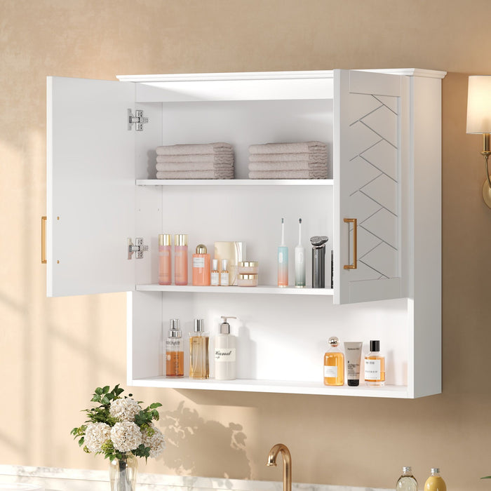30" Bathroom Cabinet With Adjustable Shelf, Wall Mounted Medicine Cabinet - White