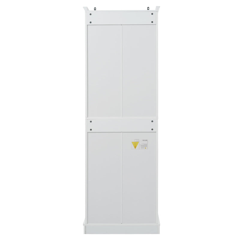 Freestanding Bathroom Vanity, Elegant Design With 4 Doors & 1 Drawer, Adjustable Shelves, Damping Hinges - White