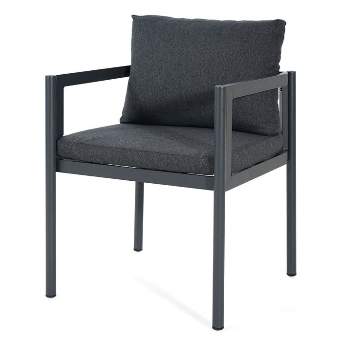 7 Piece Outdoor Dining Set With Table And 6 Chairs - Black / Gray / Teak