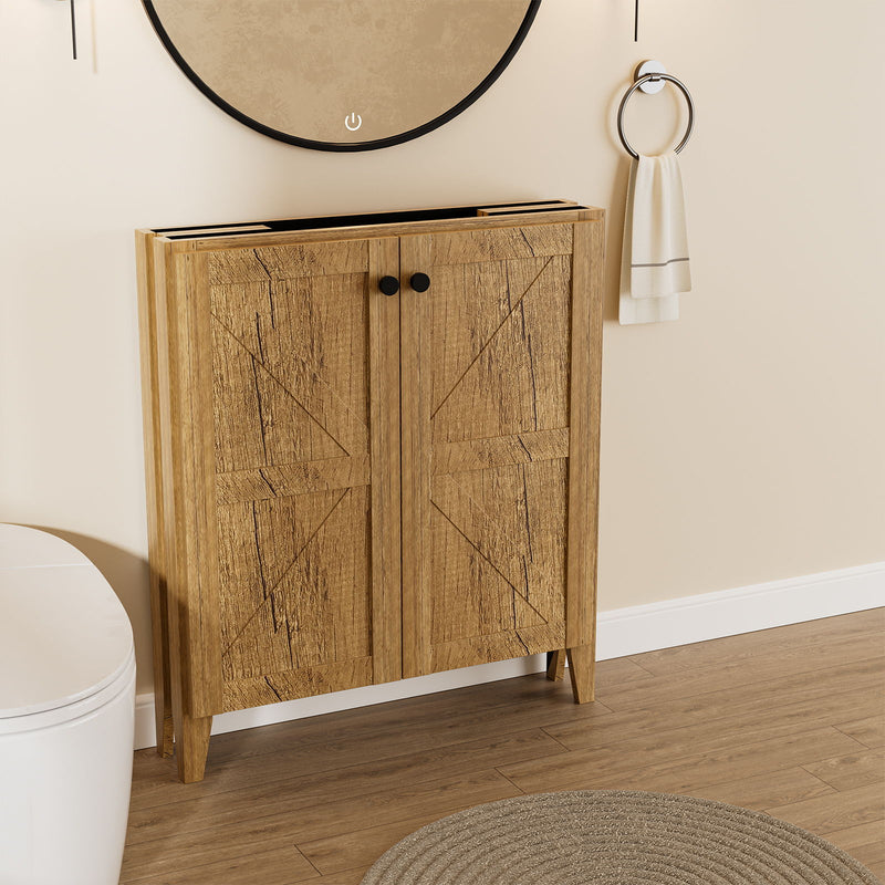 Folding Floor Cabinet With Ceramic Sink, Space Saving