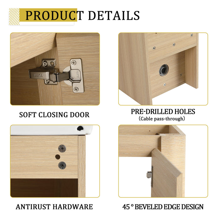 Wall Mounted Bathroom Vanity With Sink And Storage Shelves, Soft Close Doors