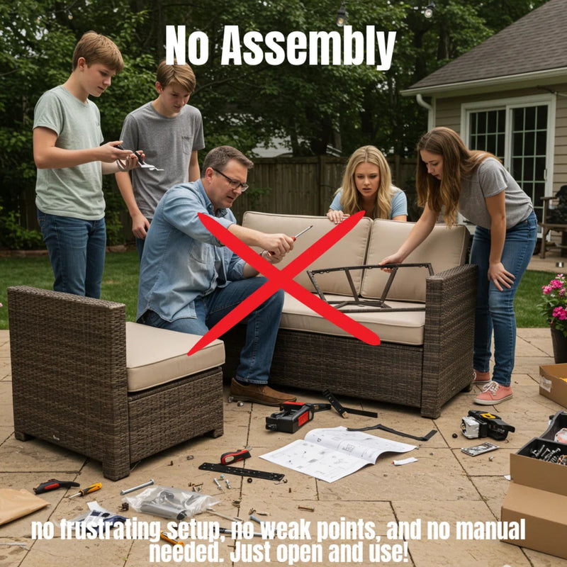 Rattan Sectional Sofa Set With Cushions
