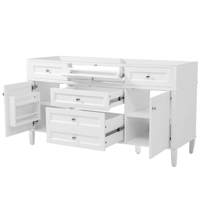 Bathroom Vanity Cabinet Only, 3 Drawers & 2 Doors, Adjustable Shelf, Soft Close Hinges - White