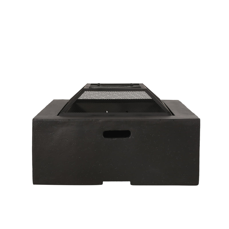 Outdoor Square Mgo Wood Burning Fire Pit - Dark Gray