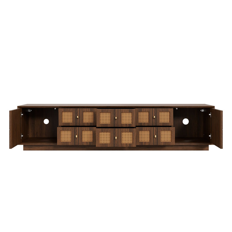 Media Console TV Stand With 6 Drawers & 2 Cabinets - Walnut