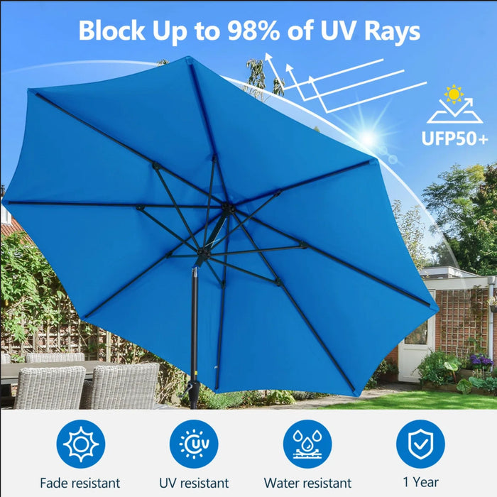 Patio Umbrella With Crank Lift And Tilt, UV-Resistant Canopy