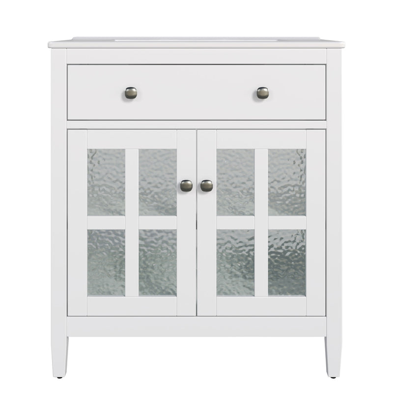 Bathroom Vanity With Ceramic Sink, Adjustable Shelf & Tip Out Tray