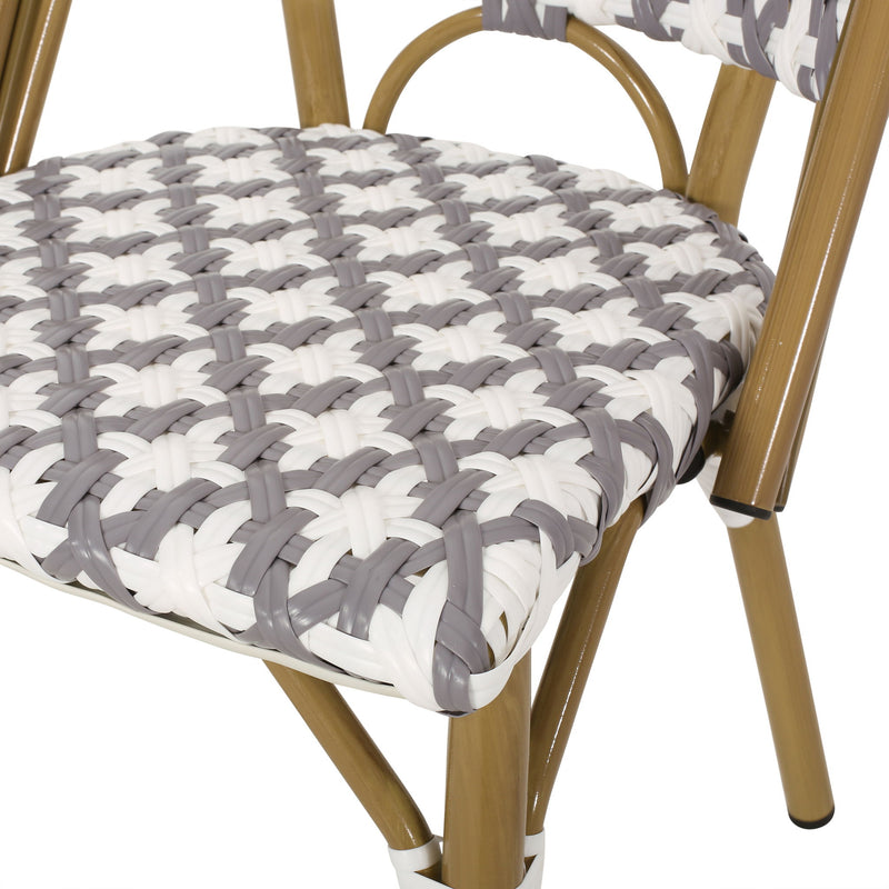 Chic French Bistro Chair With Durable Rattan And Aluminum Frame