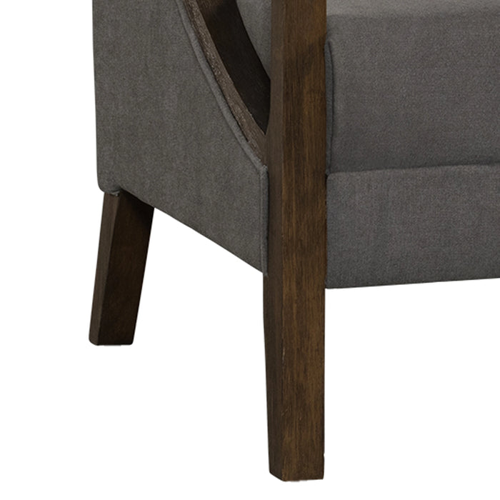 Hopkins Chair w/Brown Arm Columbia Charcoal (ISTA 3)