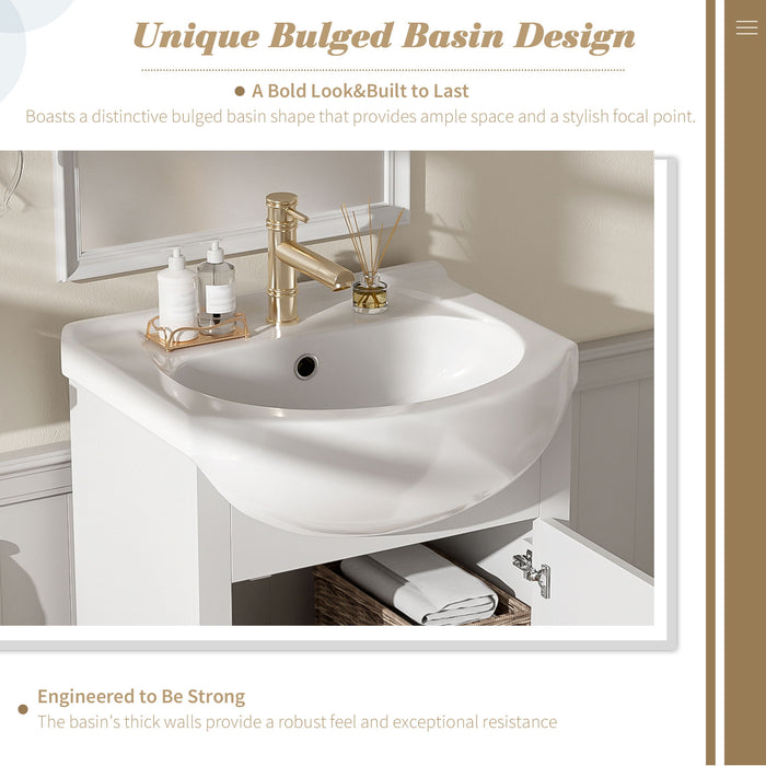 20" Bathroom Vanity With Bulged Sink, Freestanding Single Vanity Set, Soft Close Door
