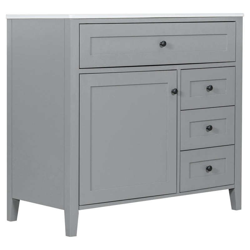 Bathroom Vanity With Sink, Cabinet With 3 Drawers And Adjustable Shelf