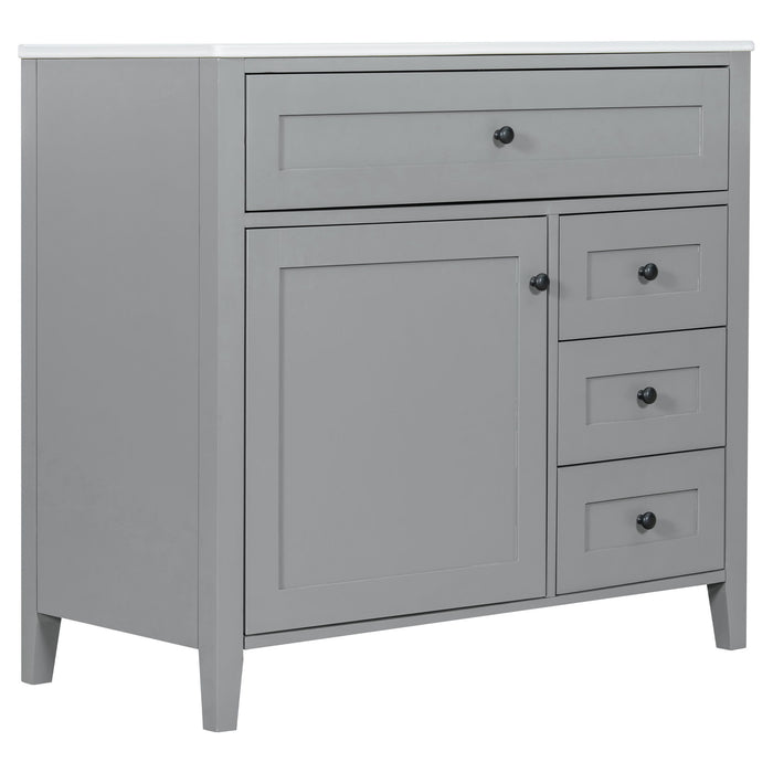 Bathroom Vanity With Sink, Cabinet With 3 Drawers And Adjustable Shelf