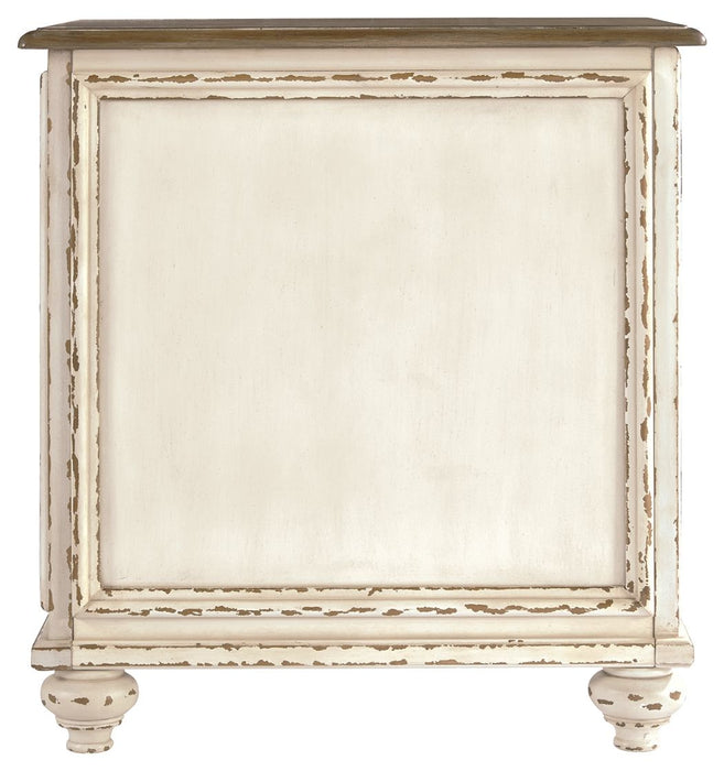 Realyn - Chair Side End Table - Insert Mirror - White / Brown