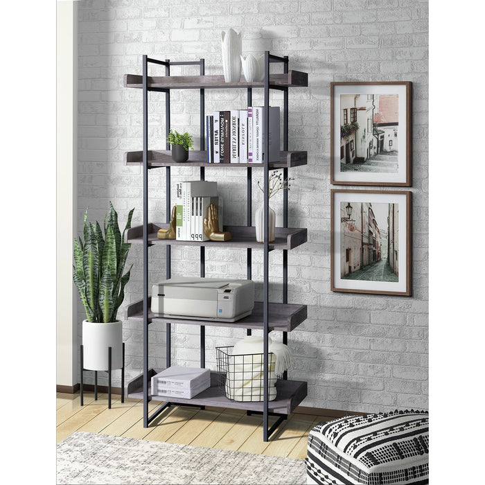 Preston - 2 Piece Desk And Bookshelf Set - Gray