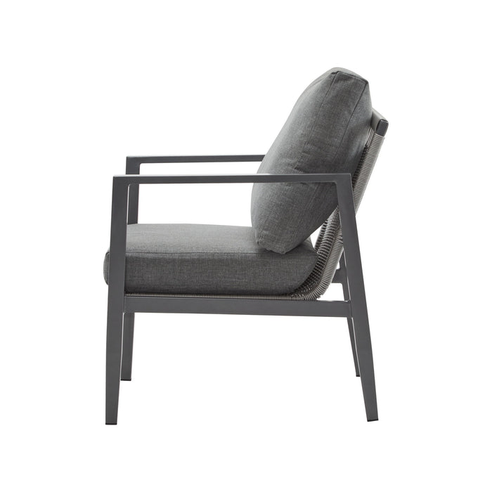 Modern Lounge Chair With Rope Accents And Cushions