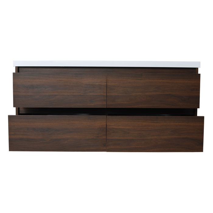 Modern Floating Bathroom Vanity With Dual Resin Sink, Soft Close Drawers