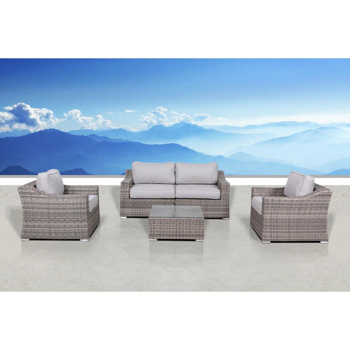 Outdoor Wicker Conversation Set With Cushions, All Weather