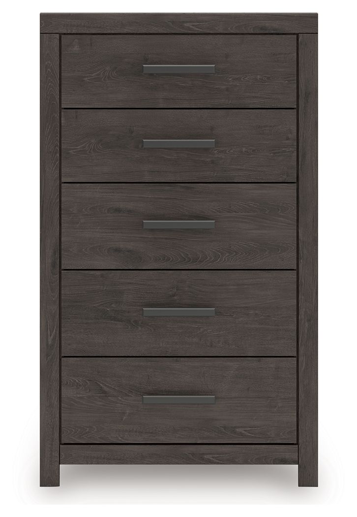 Prendonea - Five Drawer Chest - Charcoal