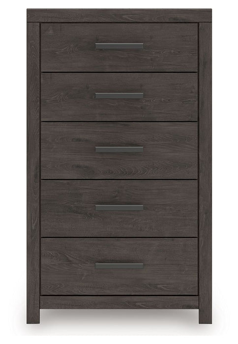 Prendonea - Five Drawer Chest - Charcoal