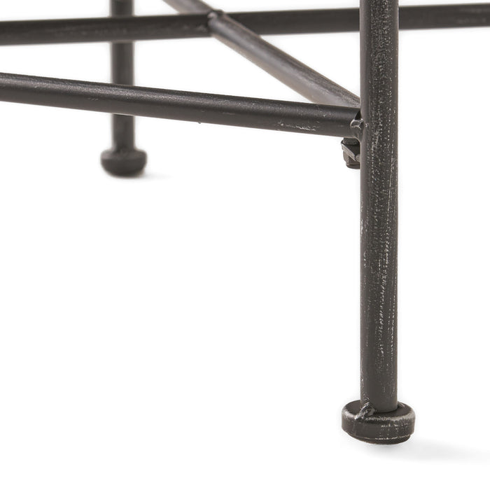 Outdoor Square Side Table With X Shaped Iron Frame - Black
