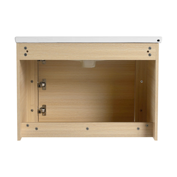 Wall Mounted Bathroom Vanity & Sink, Storage Shelves & Soft Close Door