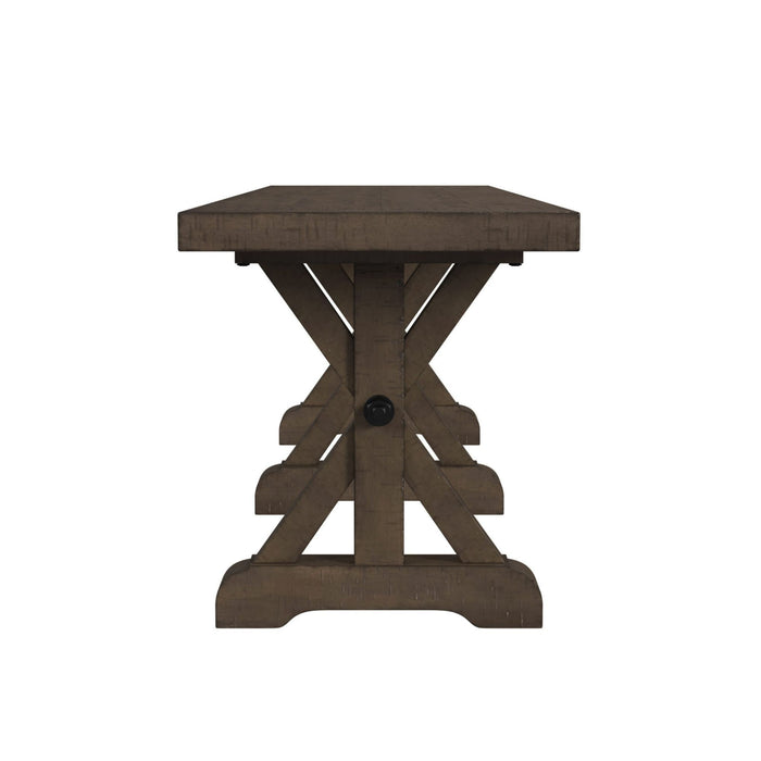 Yellowstone - Dining Bench With Metal Bar Cross - Medium Brown