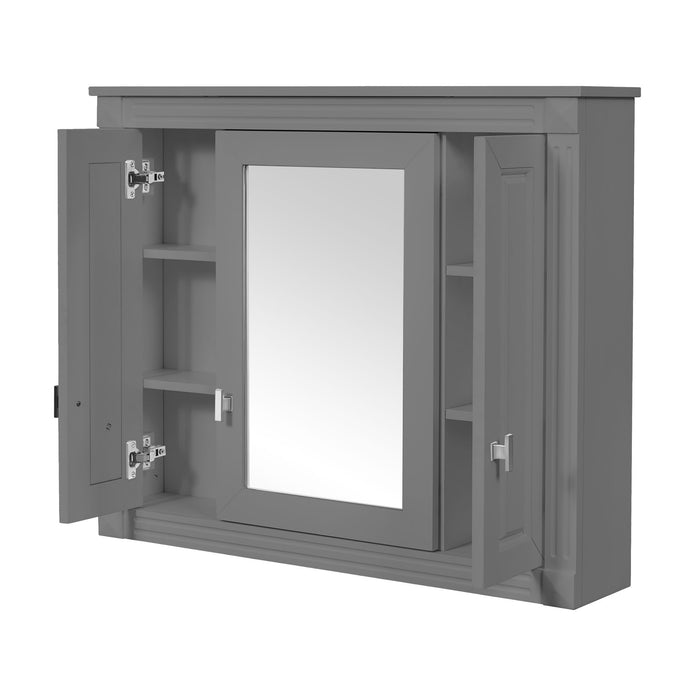 Wall Mounted Bathroom Cabinet With Mirror And 5 Shelves, Rectangular Design