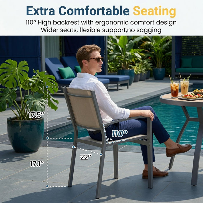 5 Piece Patio Dining Set, Table And Chairs For Outdoor Use - Gray